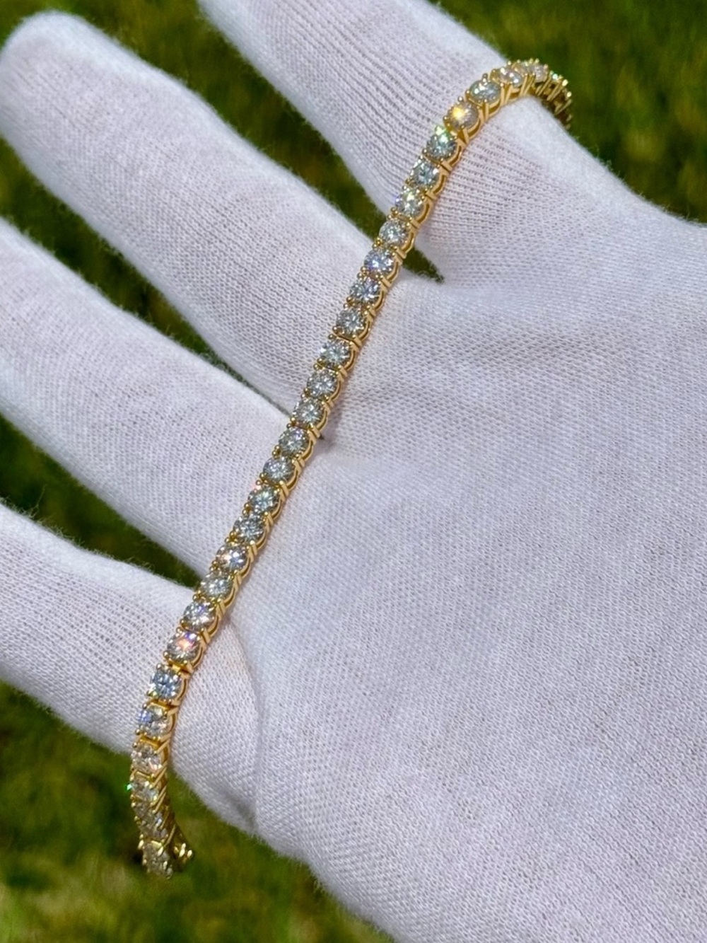 18K Gold Plated, 11.7CTW Moissanite Tennis Bracelet - 8”